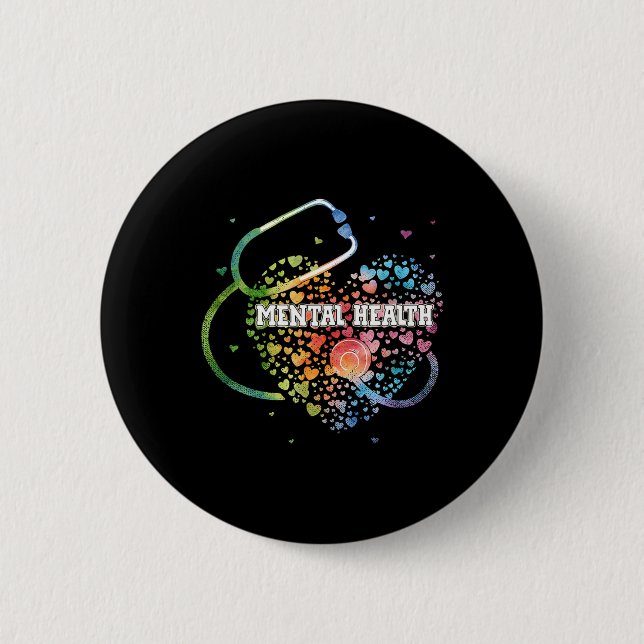 Health Nurse Watercol Kärlek Heart SCrub Stethosco Knapp (Framsida)