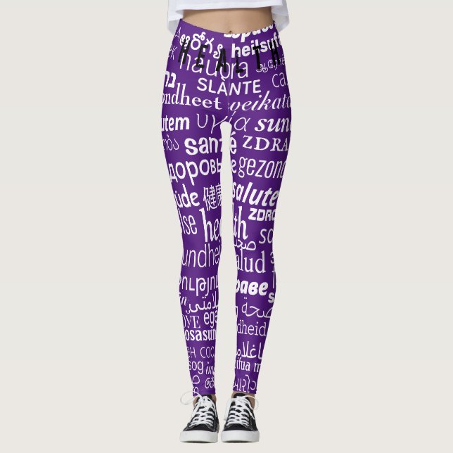 Health Text Multi Language Legggings Your Färg Leggings (Framsida)