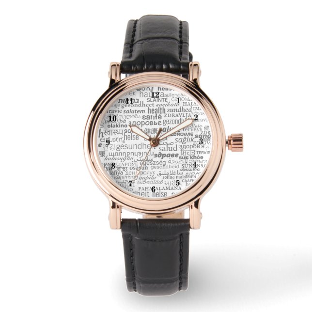 Health Text Multi Language Watch Armbandsur (Framsida)
