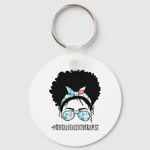 Health Therapist Black Afro Messy Bun African Wome Nyckelring