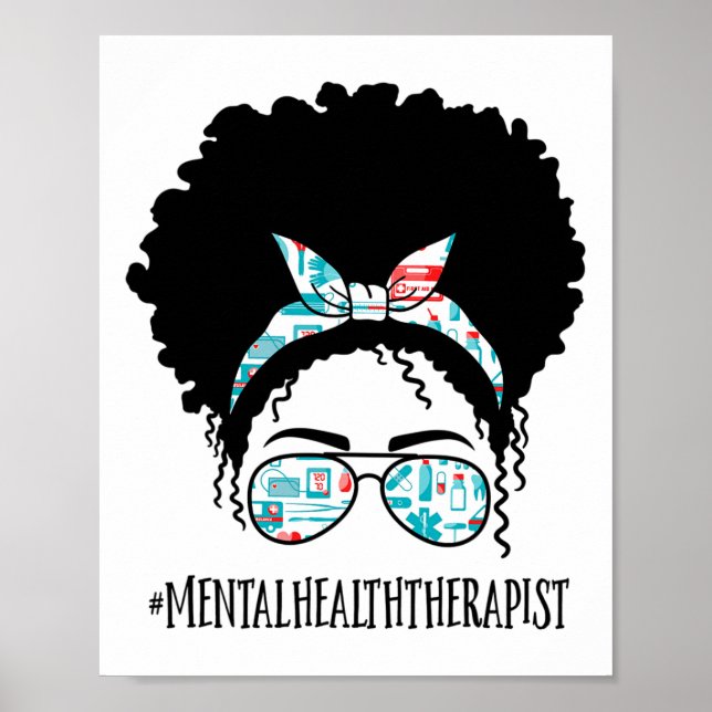Health Therapist Black Afro Messy Bun African Wome Poster (Framsidan)