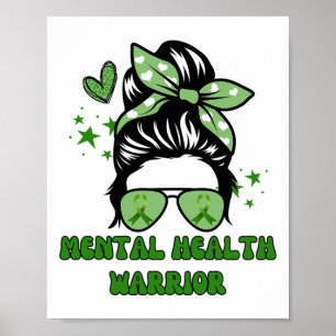 Health Warrior Messy Bun Groovy Leopard Grönt Ribb Poster