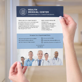 Healthcare Clinic Doctor Custom Logo Navy Blue  Reklamblad
