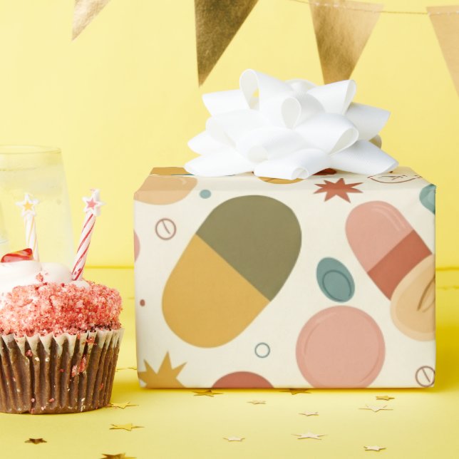 Healthcare & Pharmacy Boho Earth Capsule Presentpapper (Födelsedagsfest)