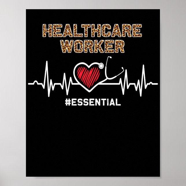 Healthcare Worker #Essential Stethoscope Heartslag Poster (Framsidan)