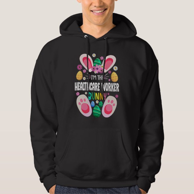 Healthcare Worker Teacher Bunny Easter Day Rabbit  Hoodie (Framsida)