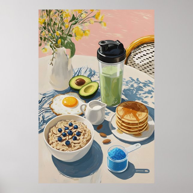 Healthy Breakfast gym Food Kitchen Pancakes Cozy Poster (Framsidan)