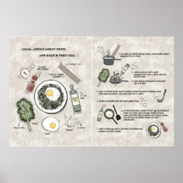Healthy Breakfast Pasta Recipe Illustration Poster