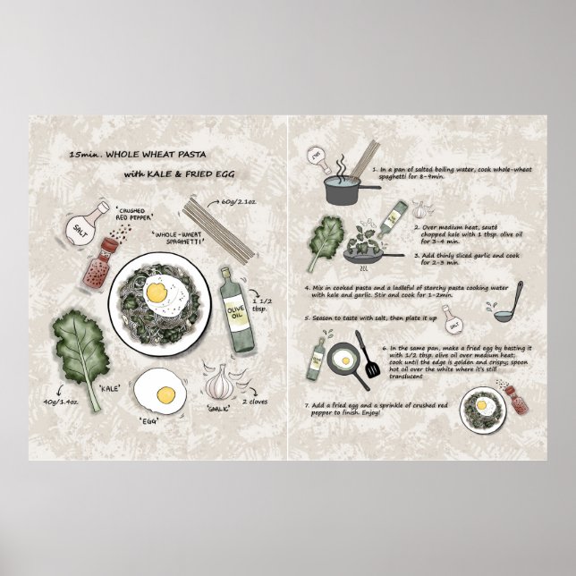 Healthy Breakfast Pasta Recipe Illustration Poster (Framsidan)