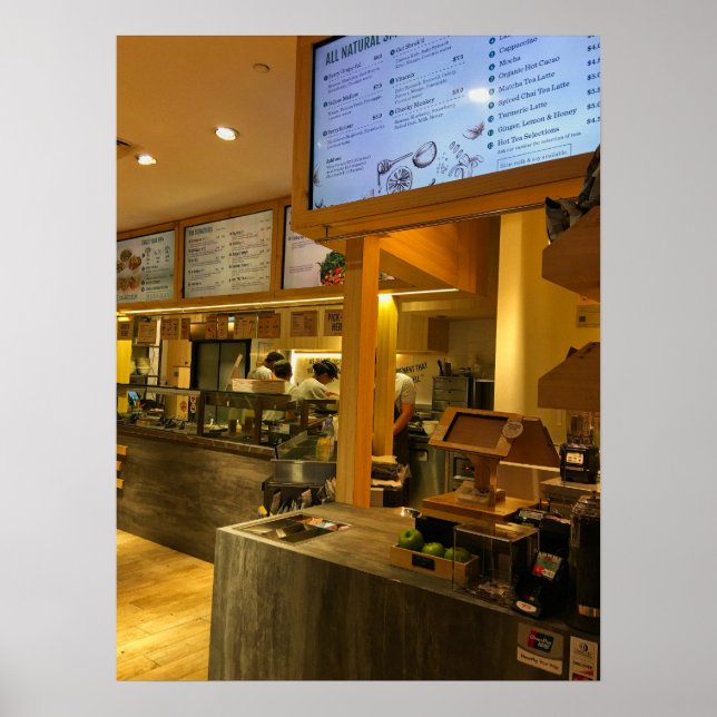 Healthy Café Insida med Smoothie och Salad Pub Poster (Framsidan)