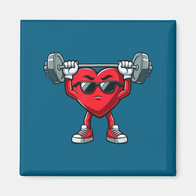 Healthy Heart Heart Disease Awareness Weightliftin Magnet (Framsidan)