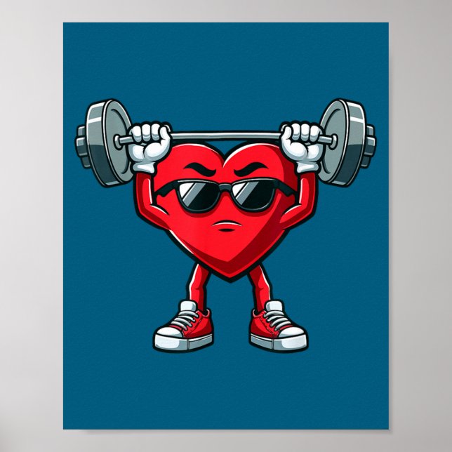 Healthy Heart Heart Disease Awareness Weightliftin Poster (Framsidan)