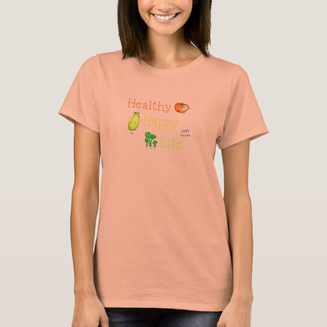 Healthy Lycklig Life logotyp T Tee (Framsida)