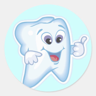 Healthy Lycklig Tooth Runt Klistermärke