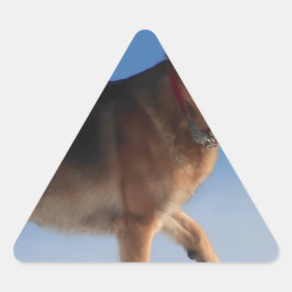 Healthy och Lycklig German Shepherd Hund Triangelformat Klistermärke