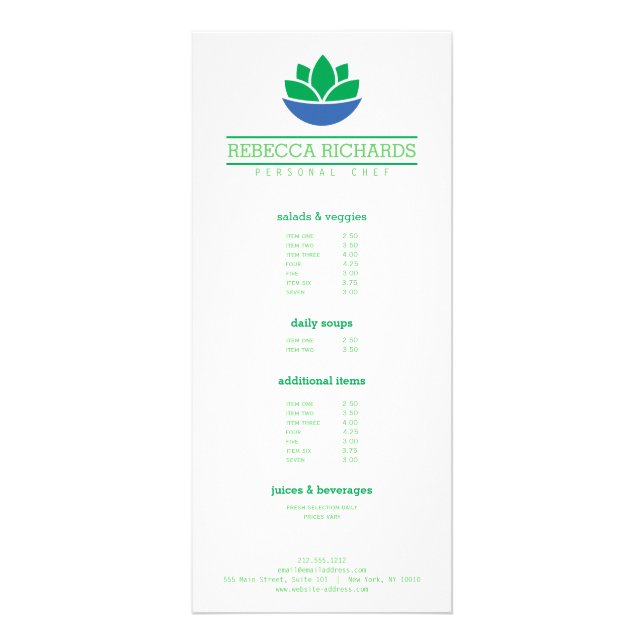 Healthy Salad Vegetables Catering Menu, Flyer Reklamkort (Framsidan)