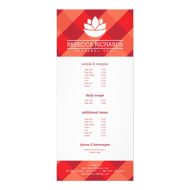 Healthy Salad Vegetables Catering Menu Red Reklamkort (Framsidan)