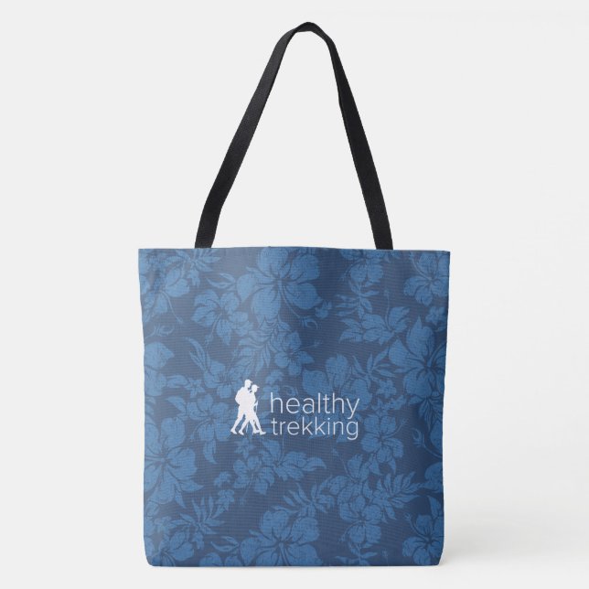 Healthy Trekking Hawaiian Hibiscus Navy Beach Bag Tygkasse (Framsida)