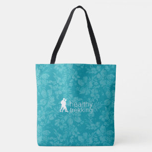 Healthy Trekking Hawaiian Hibiscus Teal Beach Bag Tygkasse