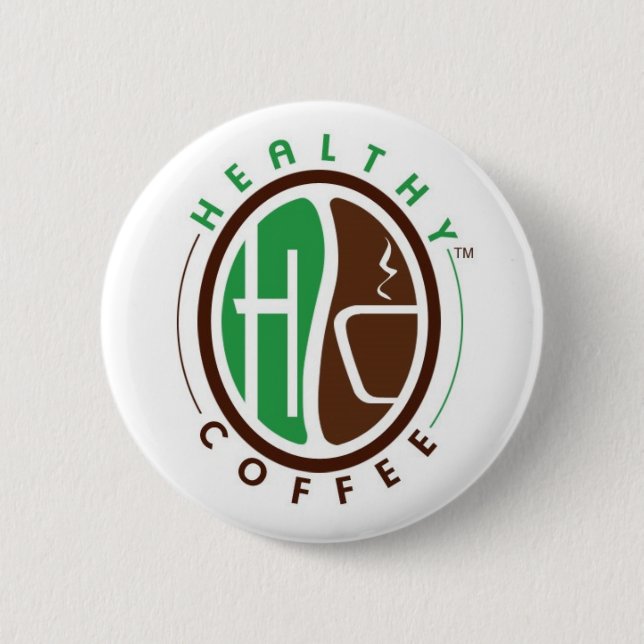HealthyCoffee brännmärkte emblem Knapp (Framsida)