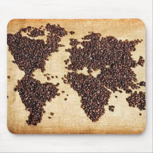 HealthyCoffee världskarta i kaffebönor Musmatta