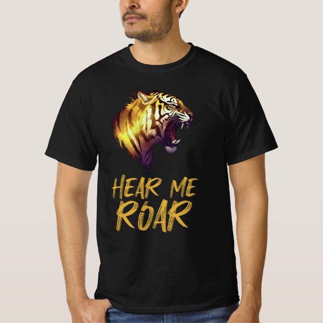 Hear Me Roar, Tiger Head Graphic T Shirt (Framsida)