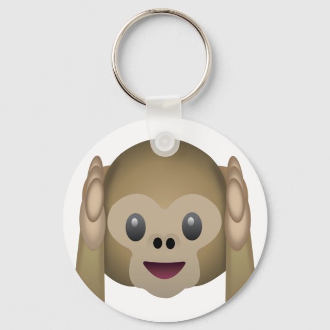 Hear No Evil Monkey Emoji Nyckelring (Framsida)