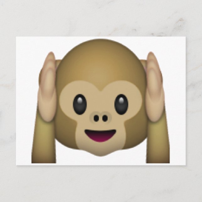 Hear No Evil Monkey - Emoji Vykort (Framsida)