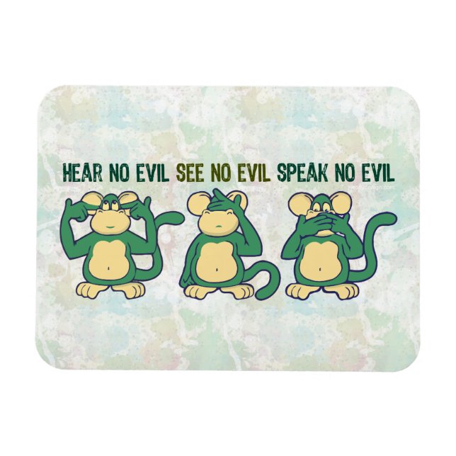Hear No Evil Monkey Grönts Magnet (Horisontell)