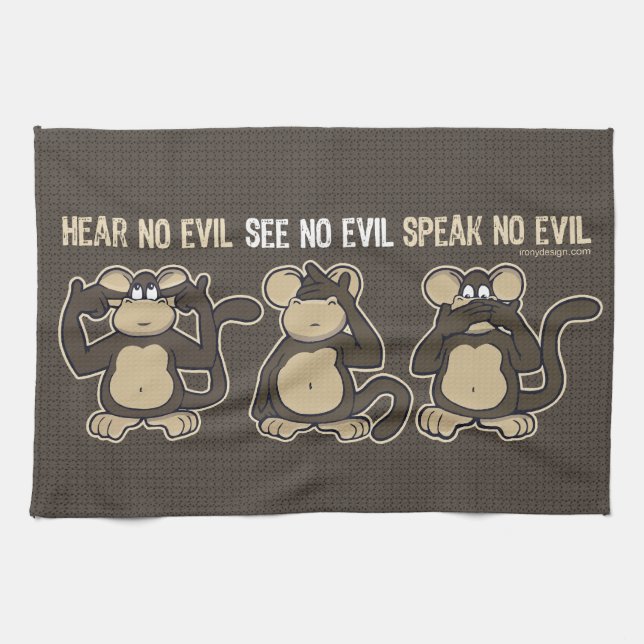 Hear No Evil Monkey Humor Kökshandduk (Horisontell)