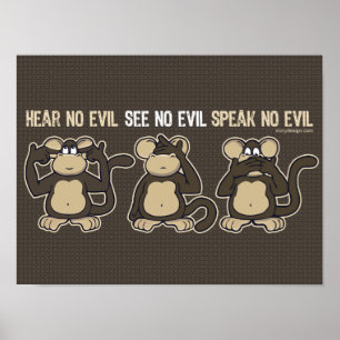 Hear No Evil Monkey Humor Poster