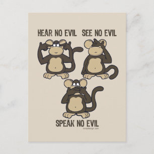 Hear No Evil Monkey - New Vykort