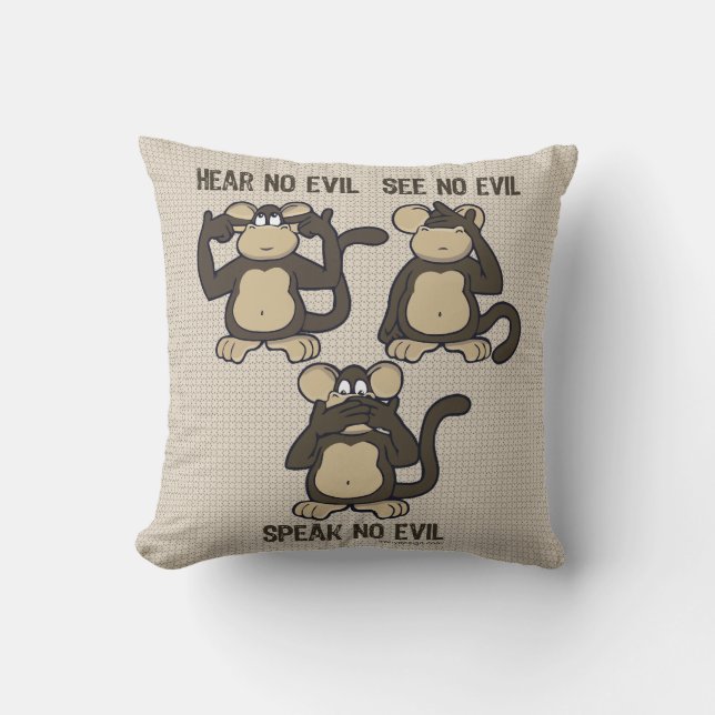 Hear No Evil Monkey Tecknad Kudde (Framsida)