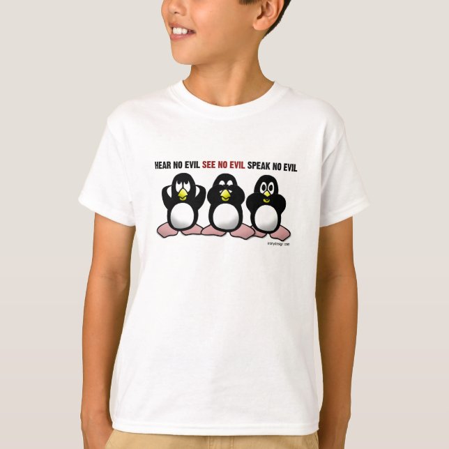 Hear No Evil Penguins T Shirt (Framsida)