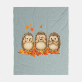 hear, see and speak no evil Hedgehogs leafs Fleecefilt