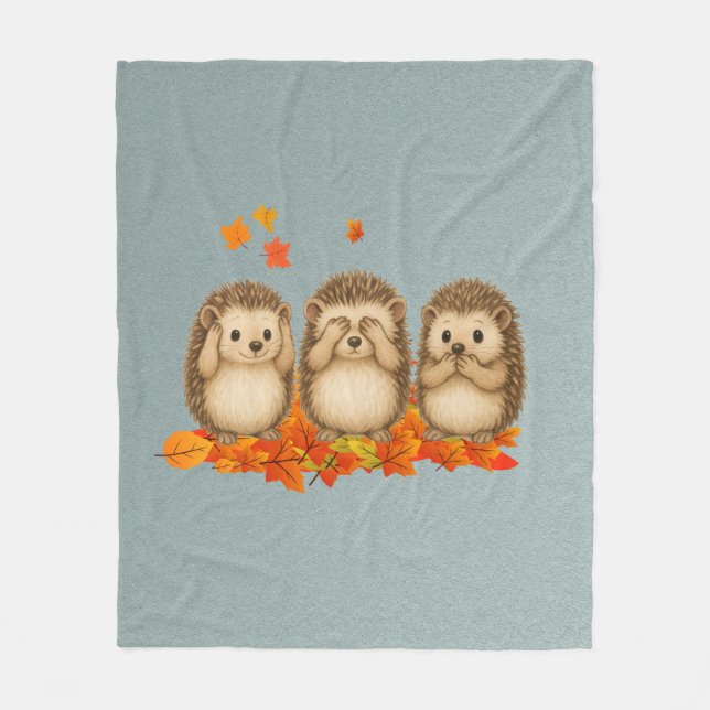 hear, see and speak no evil Hedgehogs leafs Fleecefilt (Framsidan)