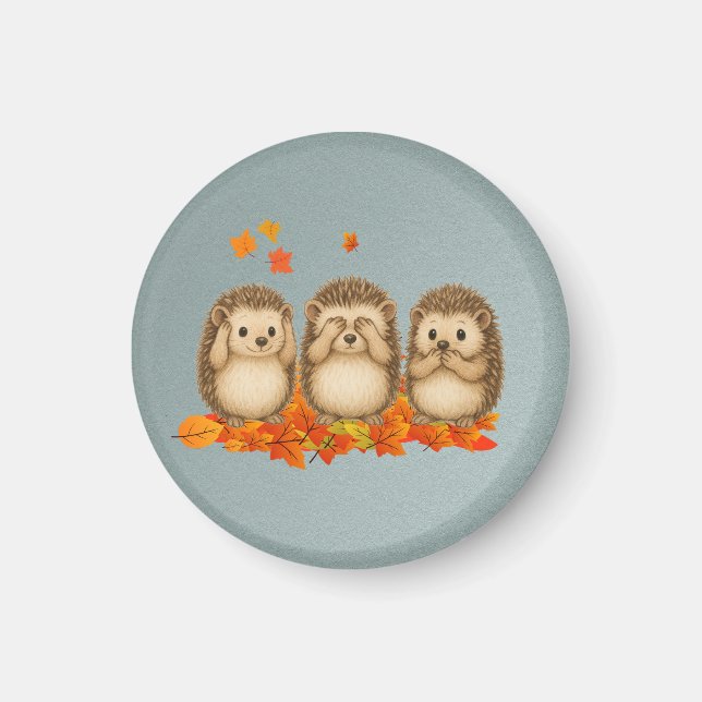 hear, see and speak no evil Hedgehogs leafs Magnet (Framsidan)