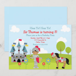 Hear Ye African American Knight Födelsedagsfest Inbjudningar