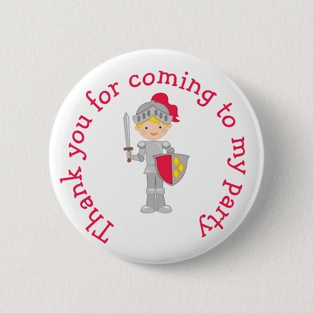 Hear Ye Blonde Cute Knight "Tack för att du kom" Knapp (Framsida)