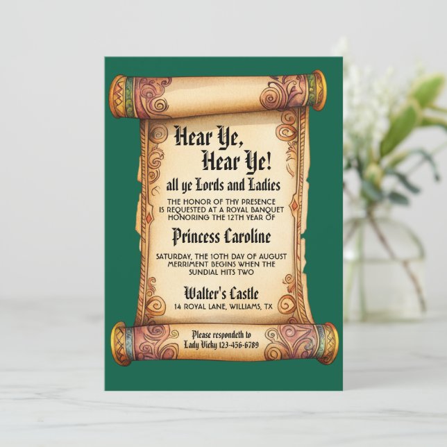 Hear Ye, Hear Ye! Medieval Royal Birthday Inbjudningar (Stående Fram)