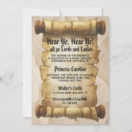 Hear Ye Medieval Renaissance Royal Birthday Inbjudningar