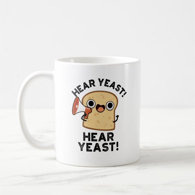 Hear Yost Hear Yost Funny Bread Pun Kaffemugg (Vänster)