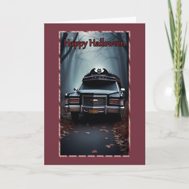 Hearse i Skogen Halloween Card Kort (Framsida)