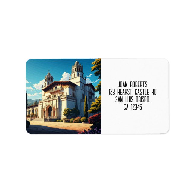 Hearst Castle San Simeon California Central Kusten Adressetikett (Framsidan)