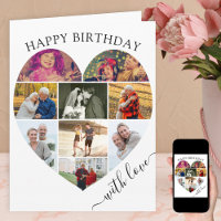 Heart 9 Photo Collage med Kärlek Script Birthday