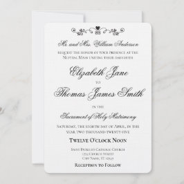 Heart Accent Elegant Wedding Invitation Inbjudningar