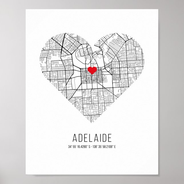 Heart Adelaide City Karta (Australien) Poster (Framsidan)