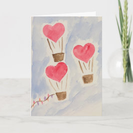 Heart Air Balloons Valentine's Day Card Kort