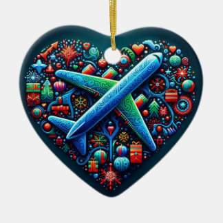 Heart Airplan Ornament