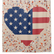 Heart American Flagga Shower Curtain